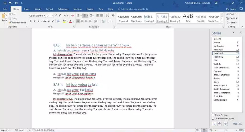 Belajar microsoft word Cara membuat style