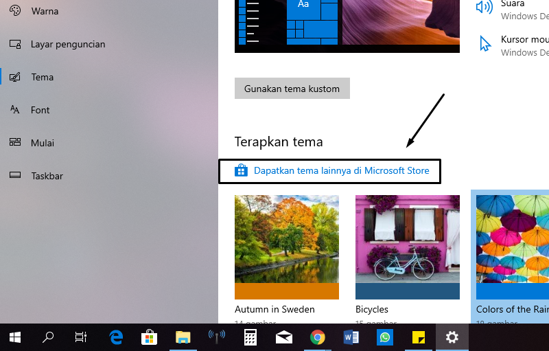 Get More Themes in Microsoft Store di Windows